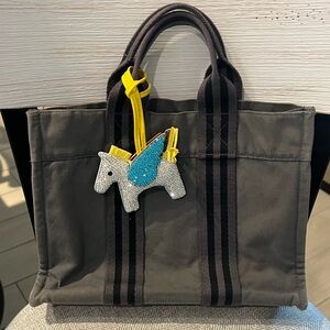 Hermes Vintage Fourre Tote Mini Bag Gray Tote Bag with Horse Charm